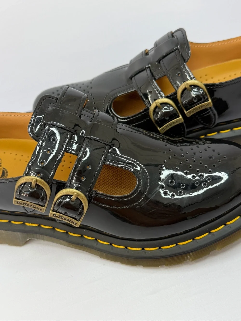 Dr Martens 8065 Mary Jane Patent Leather Shoes Black Buckle Womens Size 7 US 38